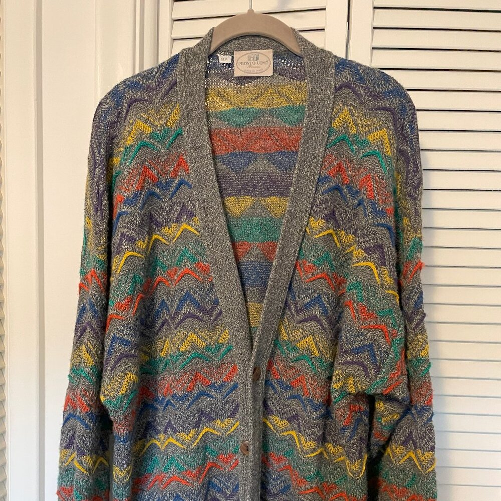 Men's Striped Pronto Uomo Cardigan Sweater - Large